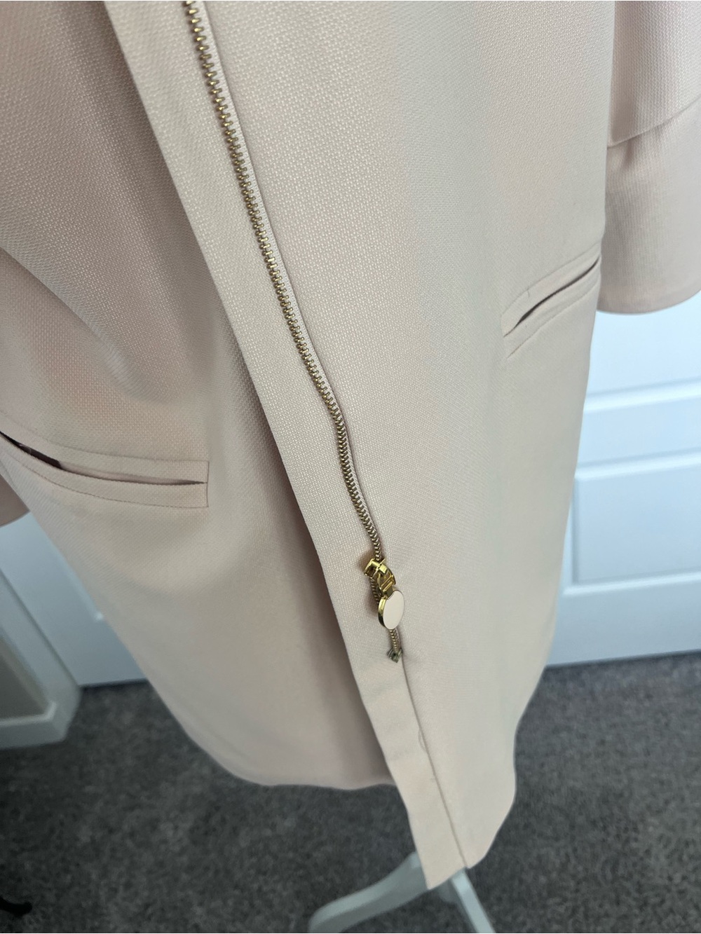 Tahari Blush Pink Longline Zip-Front Coat - Picture 10 of 13